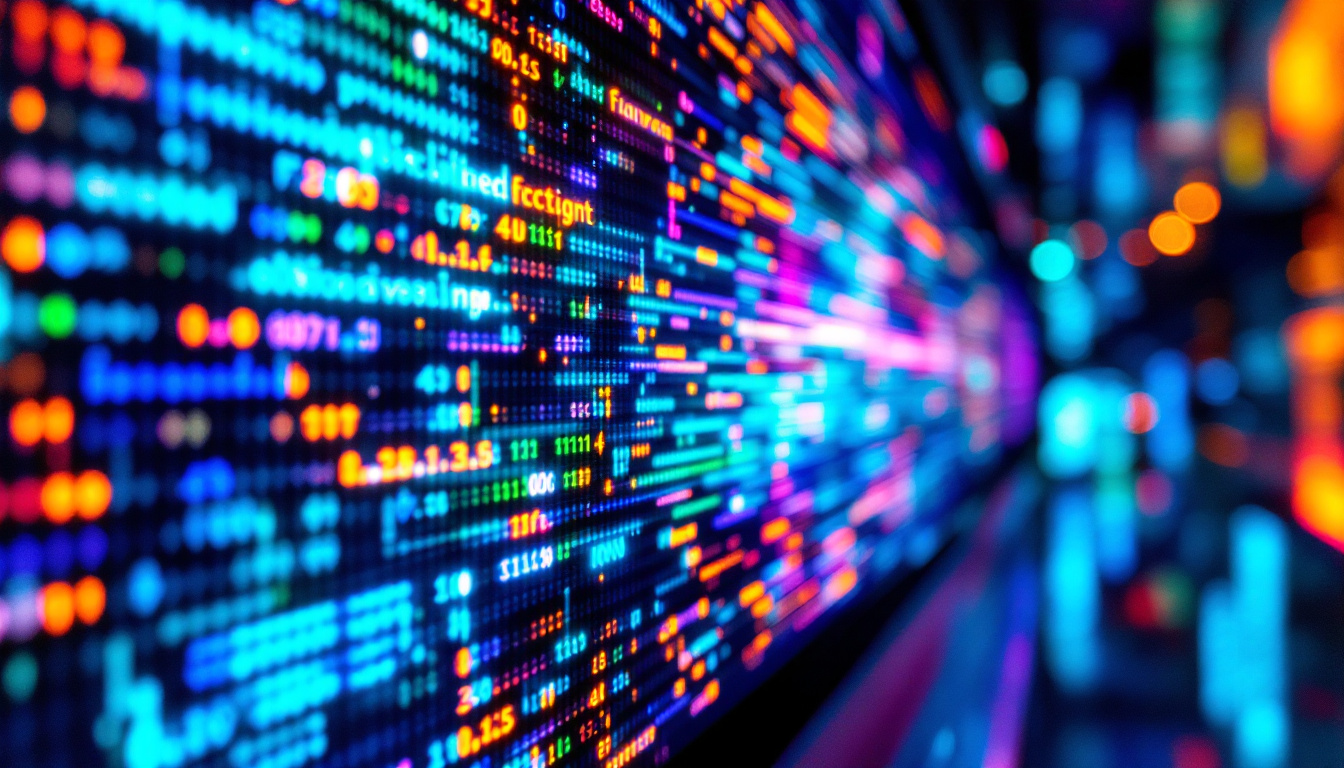 A photograph of a vibrant led display showcasing dynamic visuals
