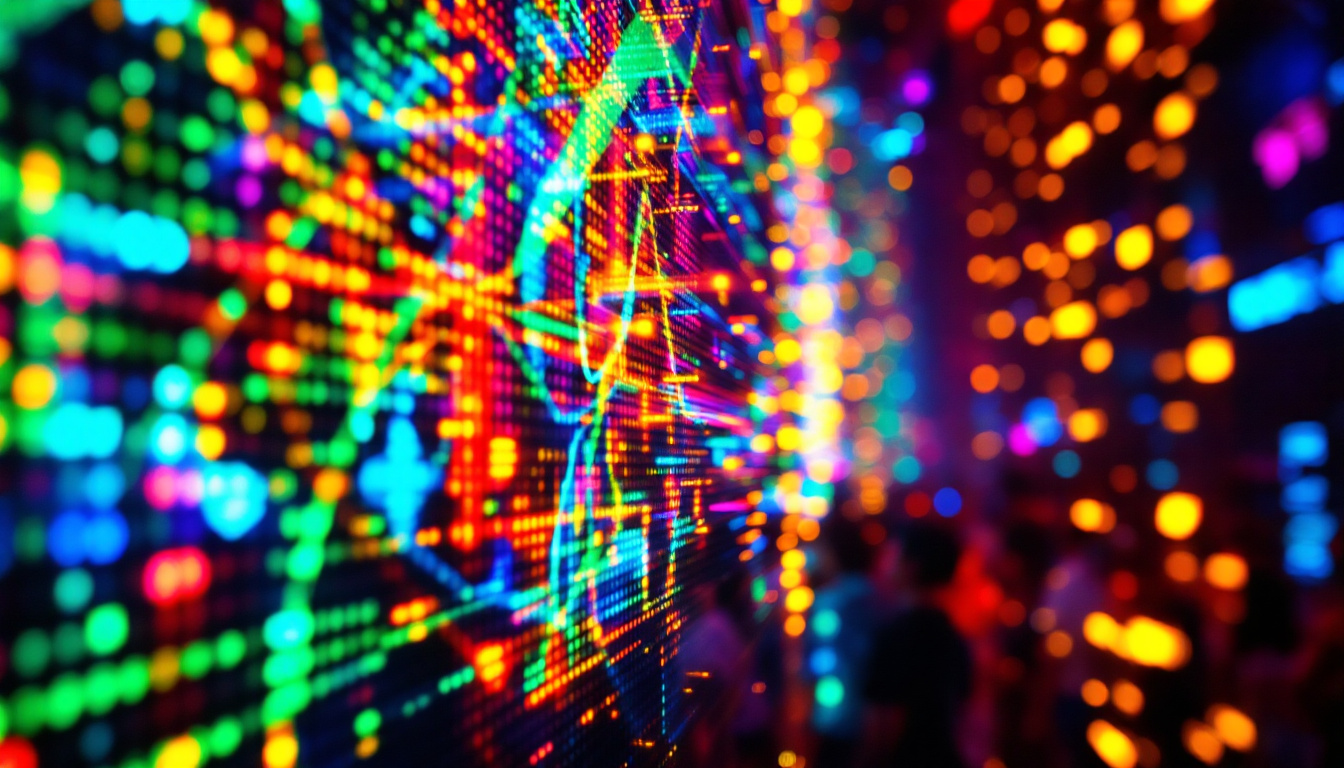 A photograph of a vibrant led display in action