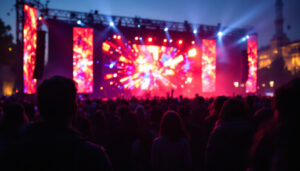 A photograph of a vibrant led display in action
