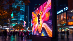 A photograph of a vibrant outdoor led display in use