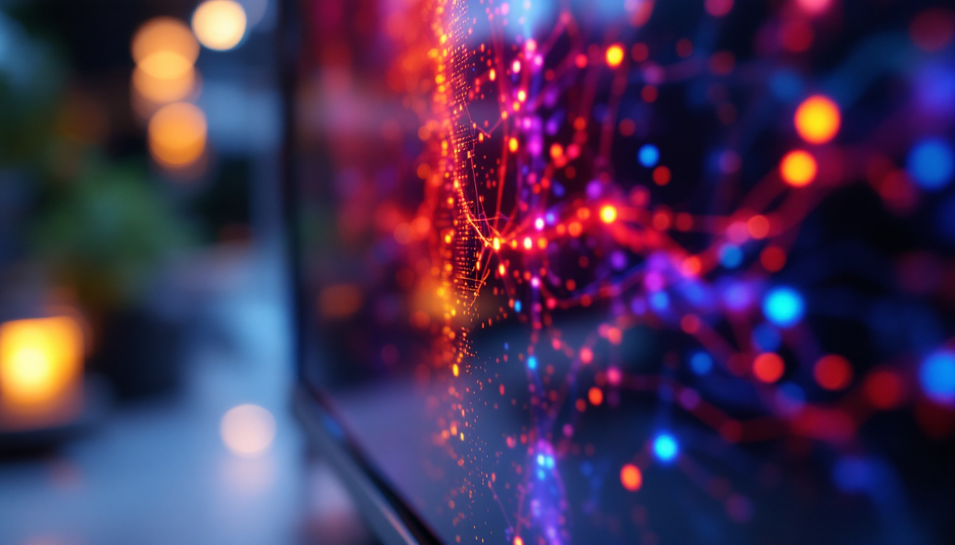 A photograph of a close-up shot of an oled display showcasing vibrant colors and deep contrasts