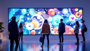 A photograph of a vibrant interactive led display in use