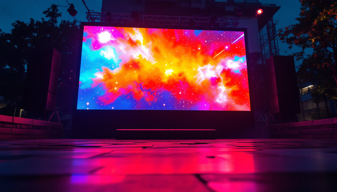 A photograph of capture a photograph of a vibrant led display in action