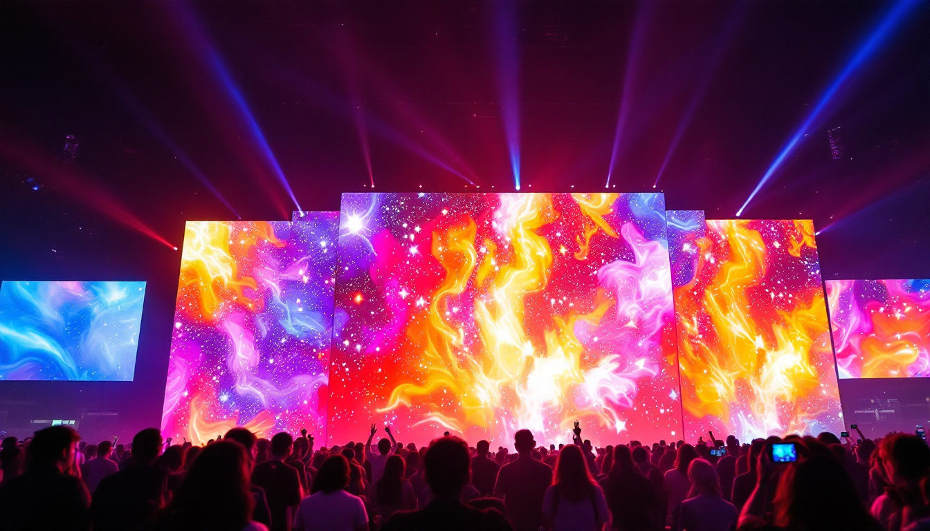 A photograph of a vibrant led display in action