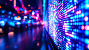 A photograph of a vibrant led display in action