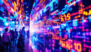 A photograph of capture a photograph of a vibrant led display in action