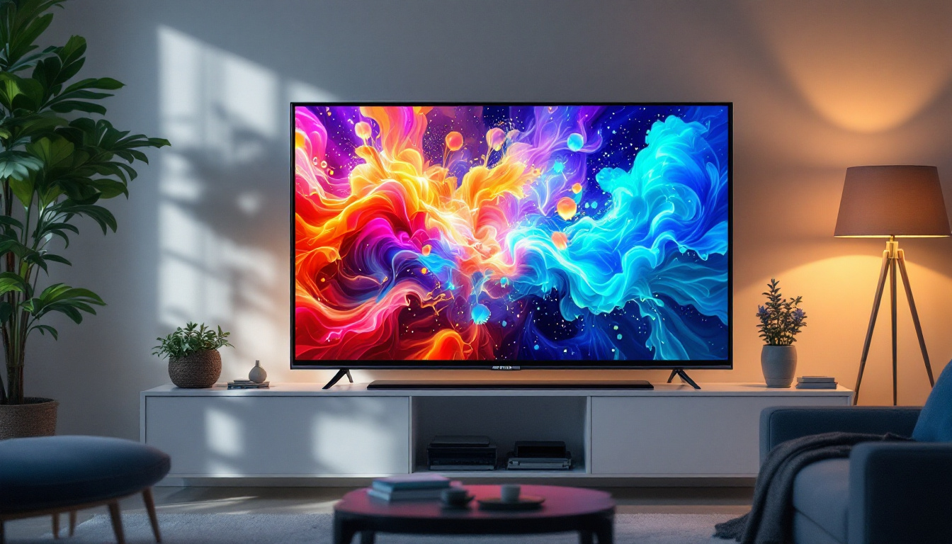 A photograph of capture a photograph of a high-brightness led tv displaying vibrant