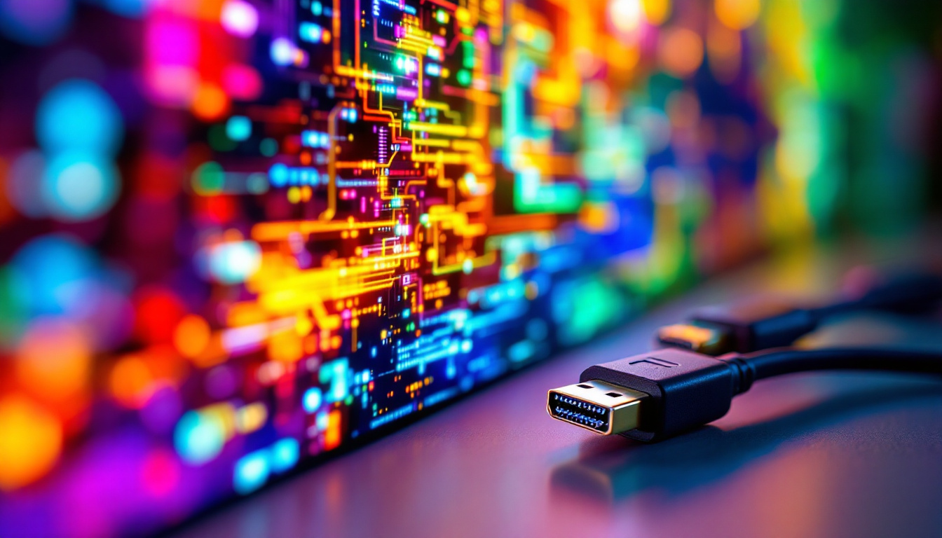 A photograph of a close-up shot of a high-resolution led display showcasing vibrant colors and detailed images