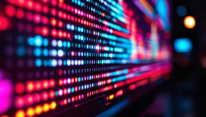 A photograph of a close-up of the flex series pro led display in action