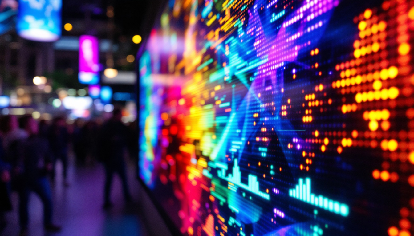 A photograph of a vibrant led display in action