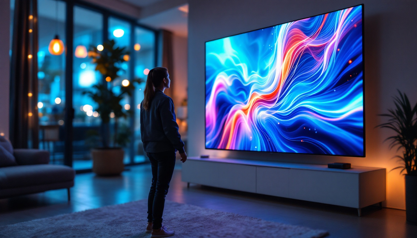 A photograph of a vibrant led display in action