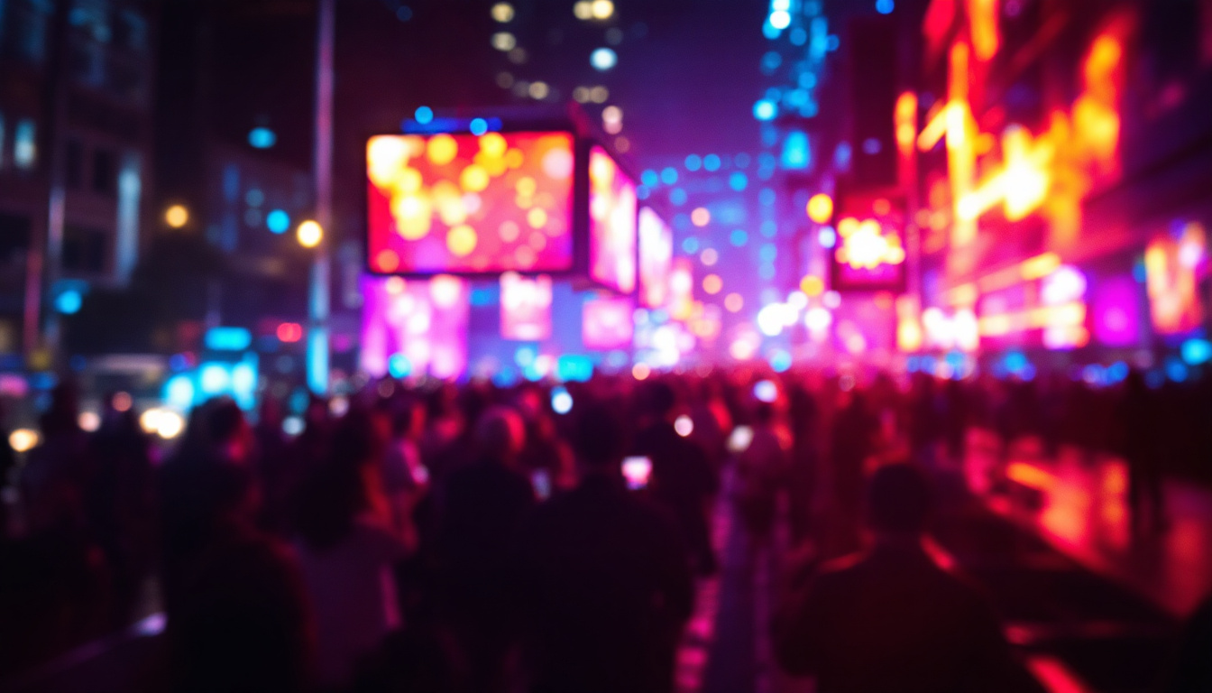A photograph of a vibrant led display in action