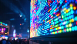 A photograph of a vibrant led display in action