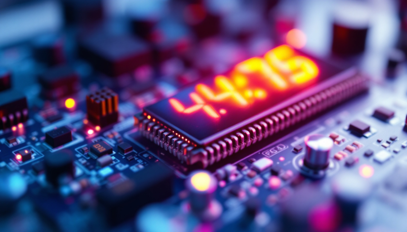 A photograph of capture a photograph of a close-up view of an lcd control board with an led display