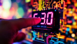 A photograph of a close-up of a 1.5-inch led display showcasing vibrant colors and clear text