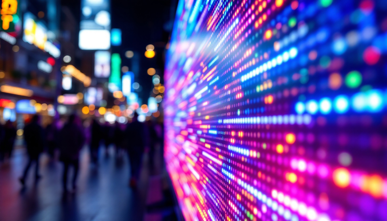 A photograph of a vibrant led display in action