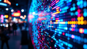 A photograph of capture a photograph of a vibrant led display in action