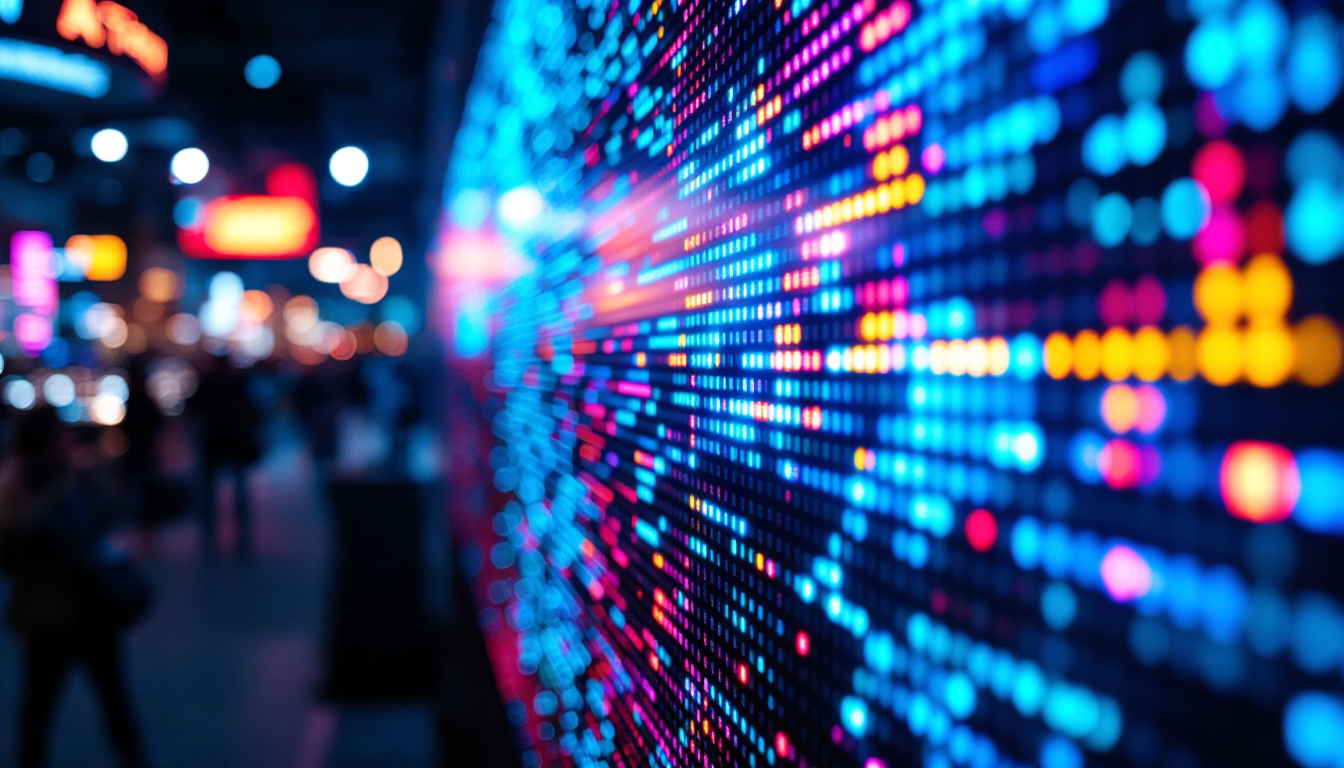 A photograph of capture a photograph of a vibrant led display in action