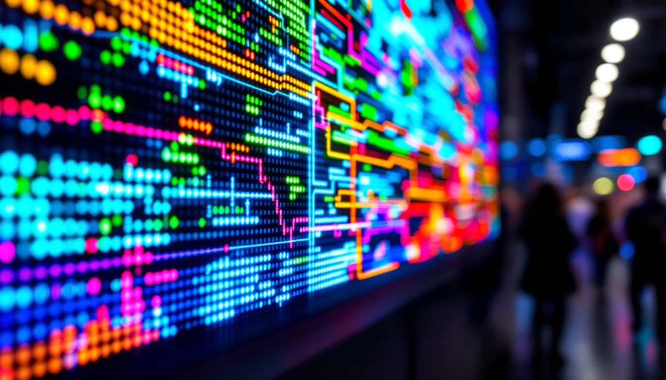 A photograph of a vibrant led display in action