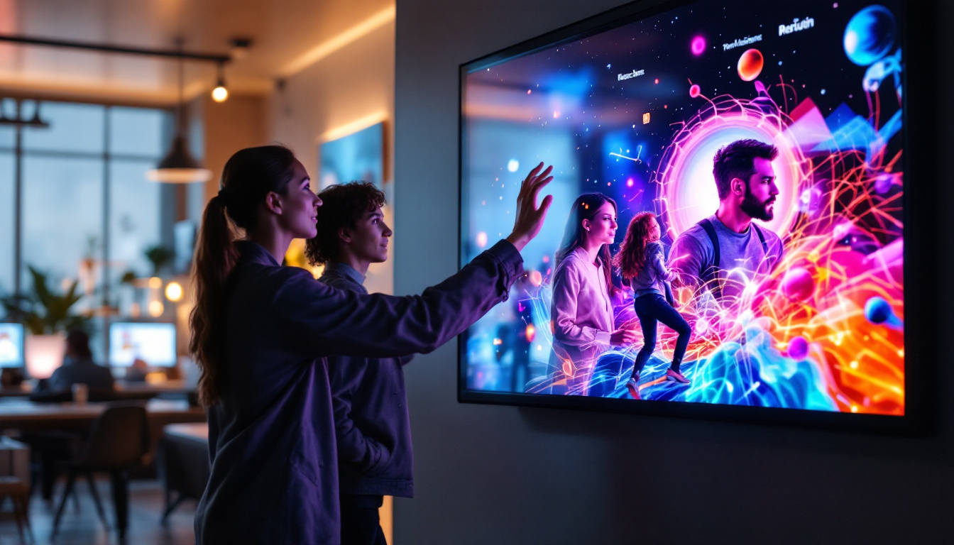 A photograph of a vibrant 42-inch led touch screen in use
