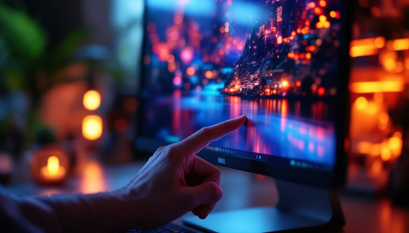 A photograph of capture a photograph of the dell 22 inch touch monitor displaying vibrant