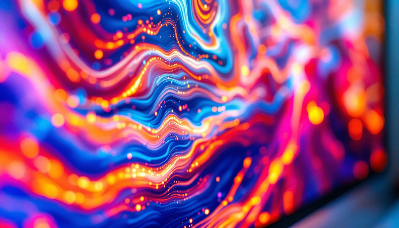 A photograph of a close-up of a vibrant led display showcasing vivid colors and sharp details