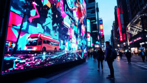 A photograph of a vibrant led display in use