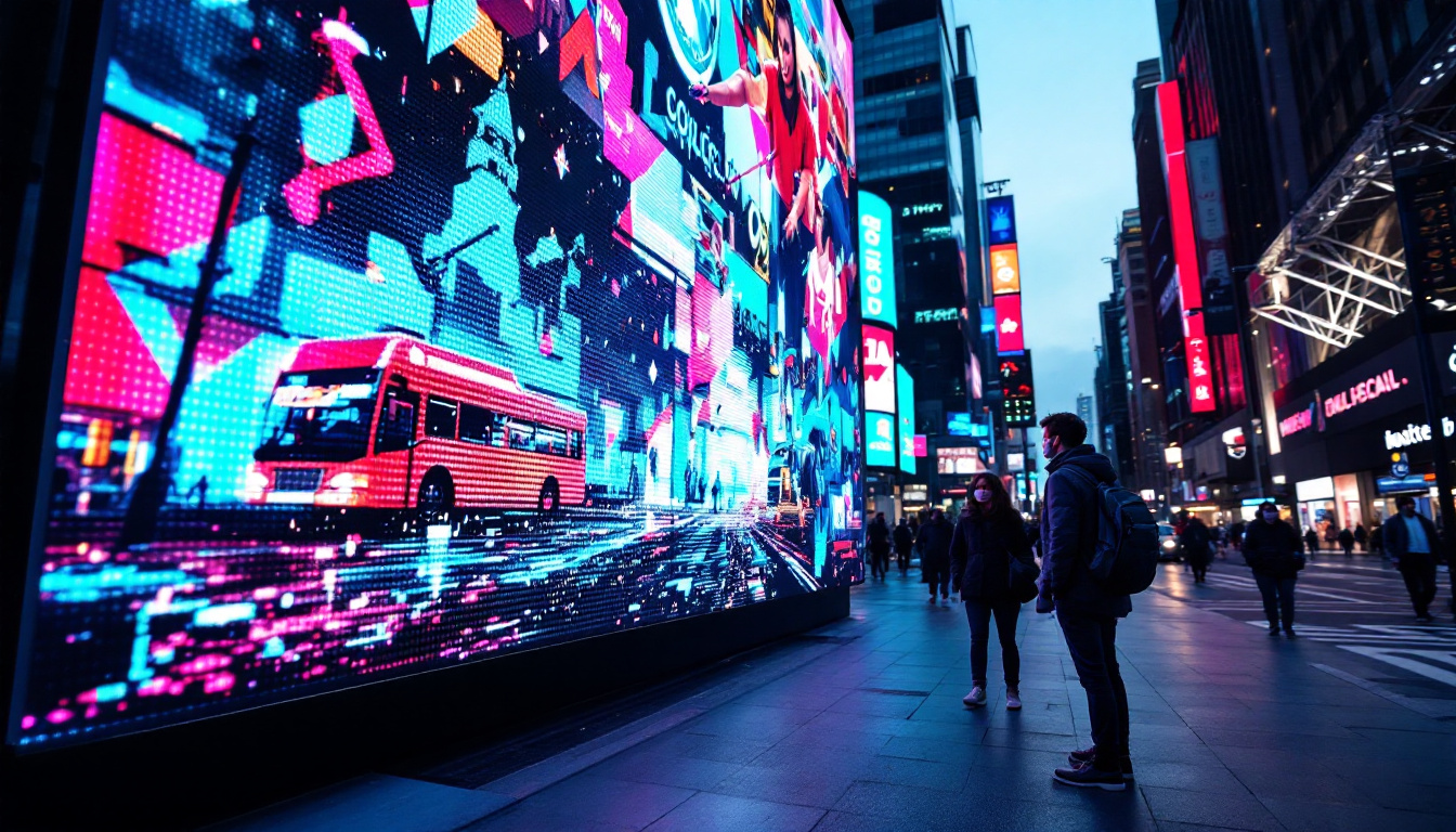 A photograph of a vibrant led display in use