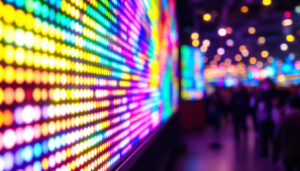 A photograph of a vibrant led display in action