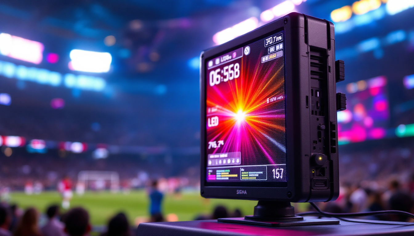 A photograph of capture a photograph of a vibrant mini jumbotron kit in action