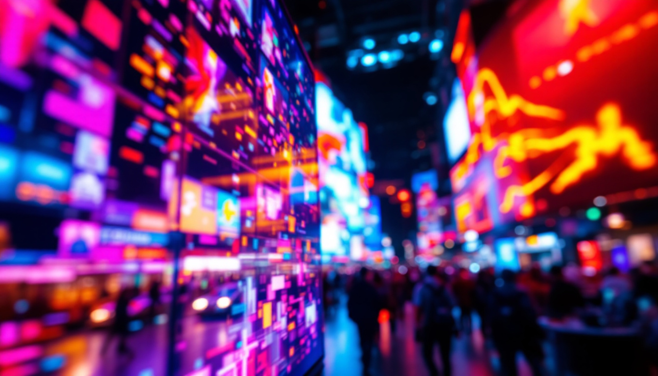 A photograph of a vibrant led display showcasing a high-definition image or video