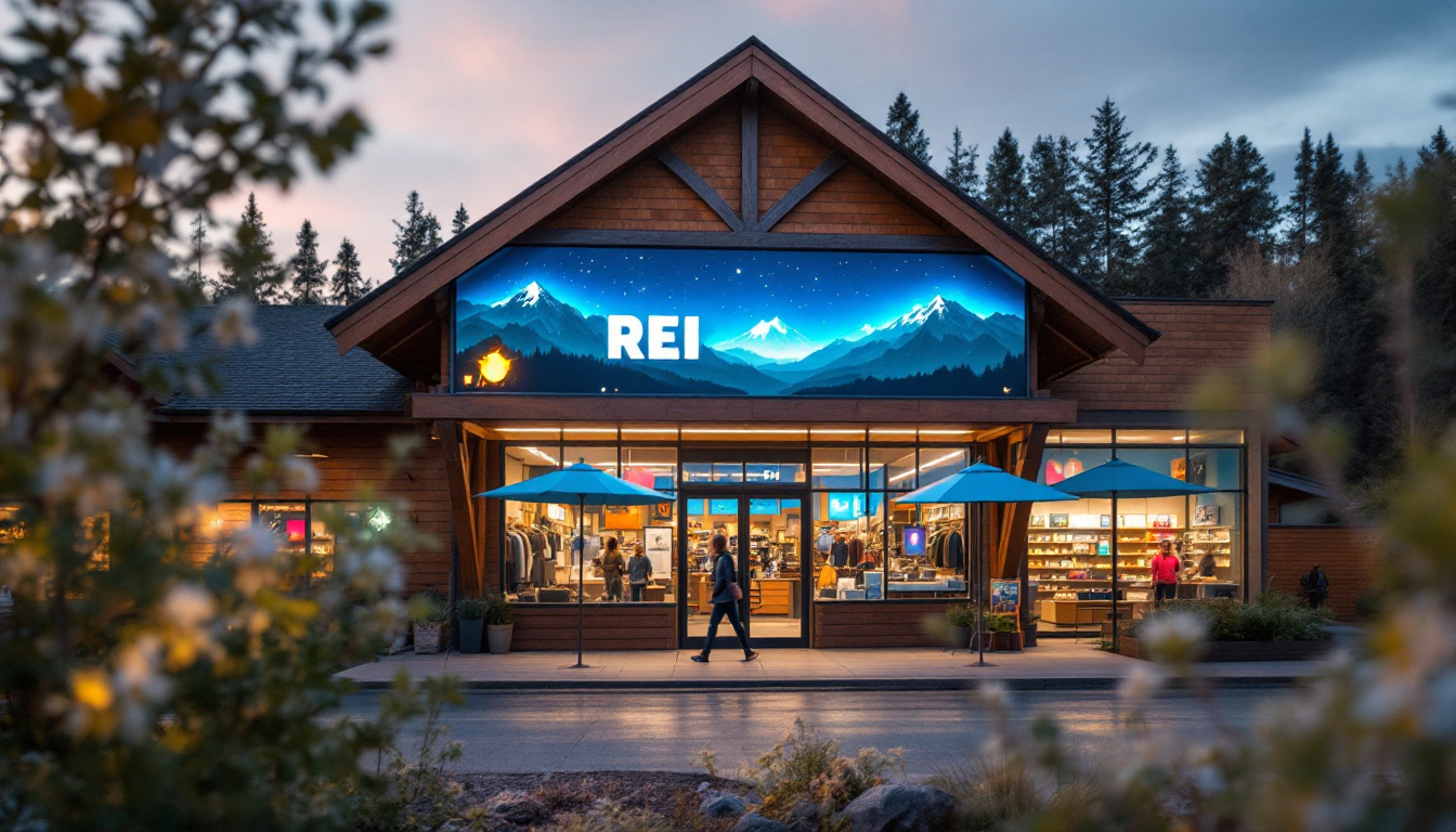 A photograph of capture a photograph of a vibrant rei store location in oregon