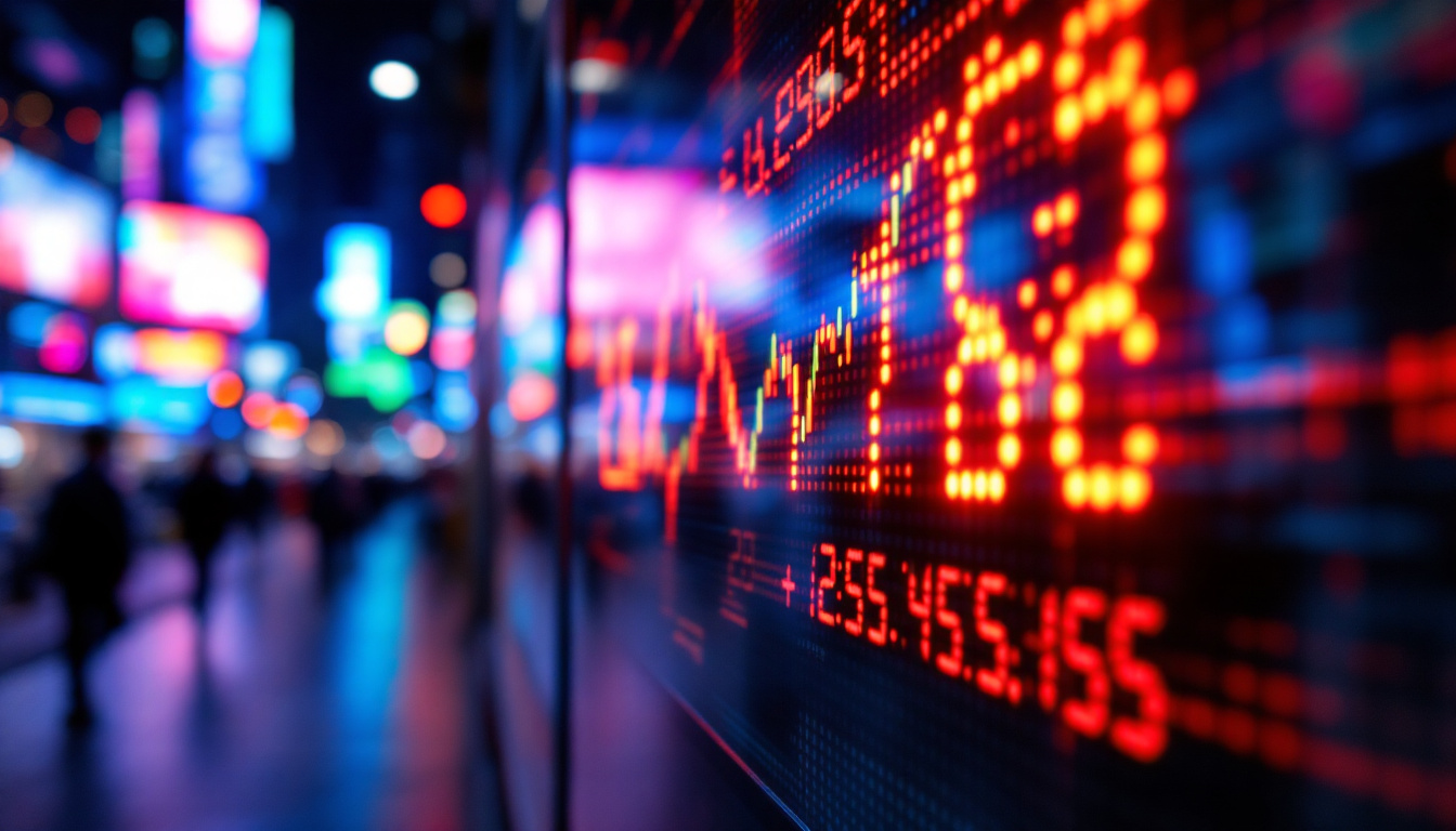 A photograph of a vibrant led ticker display in action