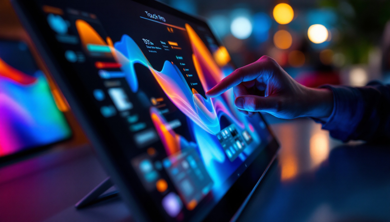 A photograph of a close-up shot of the touch pro's led display in action
