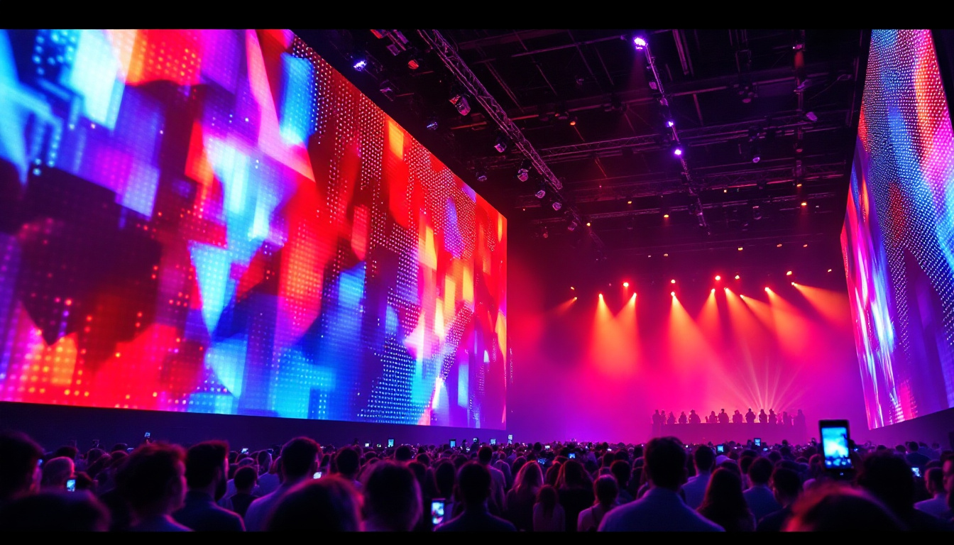 A photograph of a vibrant led display in action at a local event