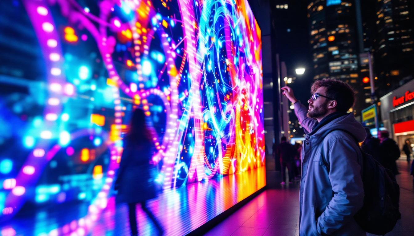 A photograph of a vibrant led display in action