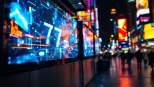 A photograph of a vibrant led display board in use
