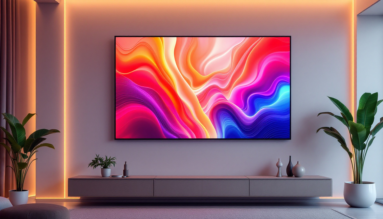 A photograph of a stylish interior featuring a wall panel adorned with an affordable led display