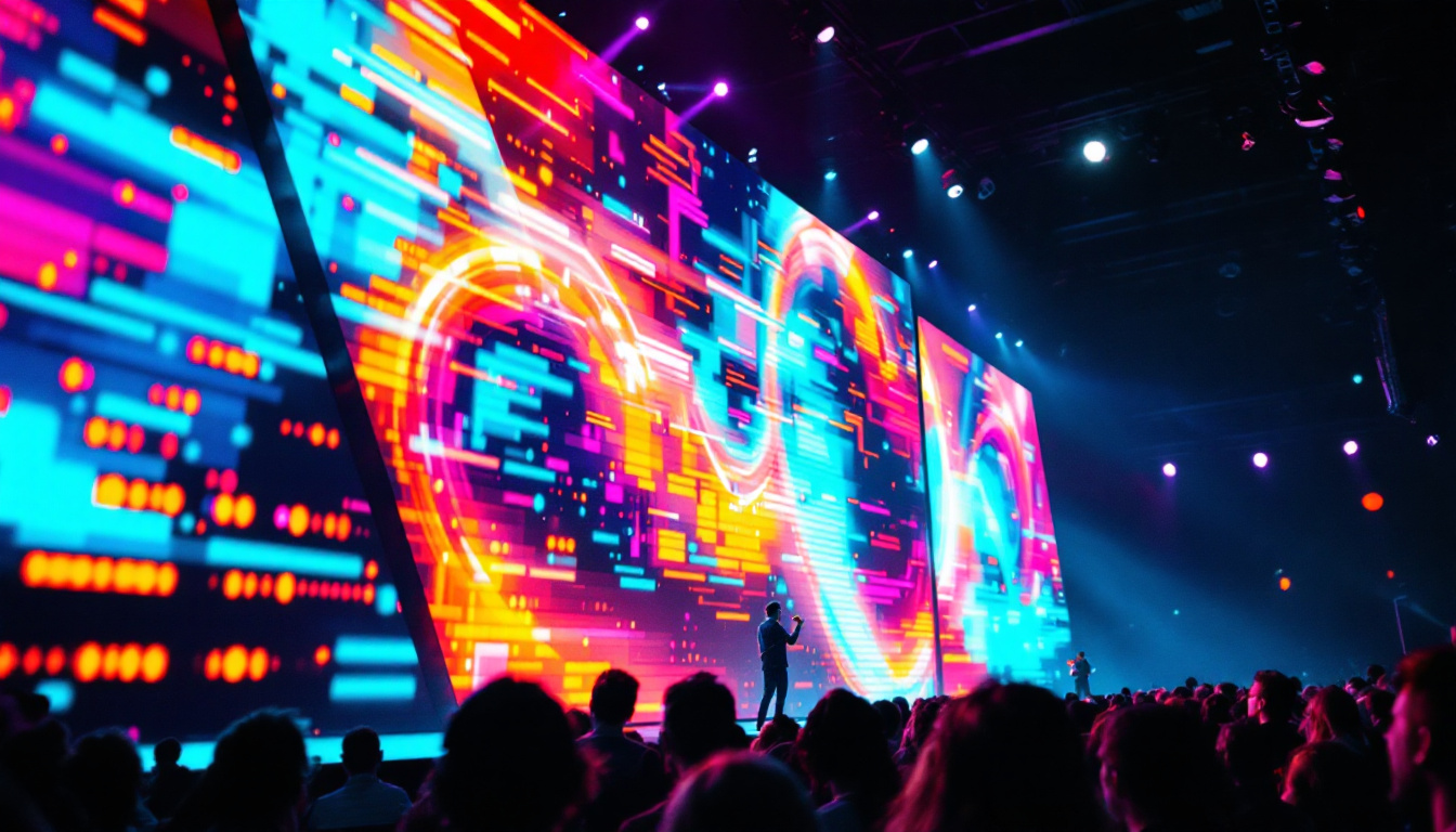 A photograph of a vibrant led display in action during a live event