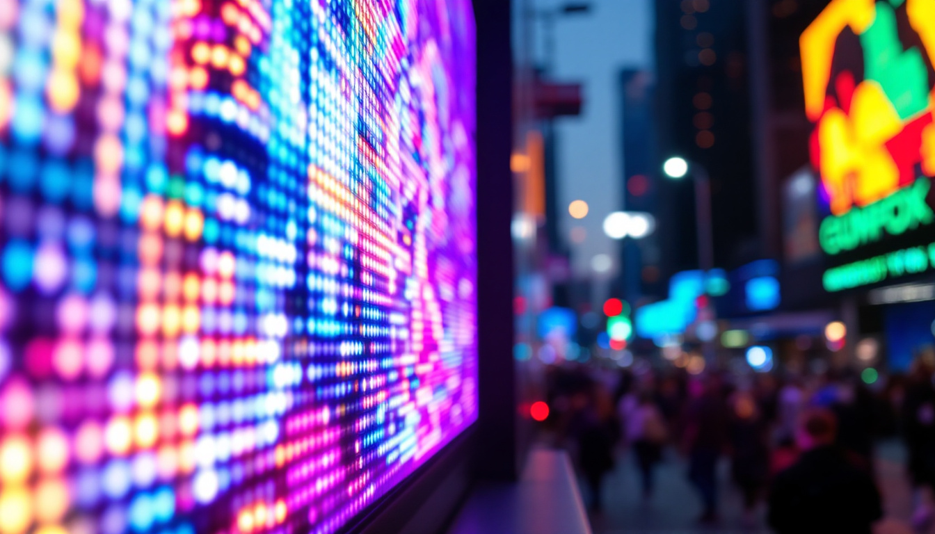 A photograph of a vibrant led display in action