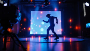 A photograph of capture a photograph of an optitrack motion capture setup in action