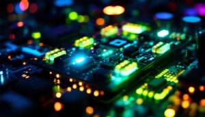 A photograph of a vibrant led display controller in action