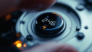 A photograph of capture a photograph of a close-up view of the 2.6mm clock key with its left-thread replacement mechanism