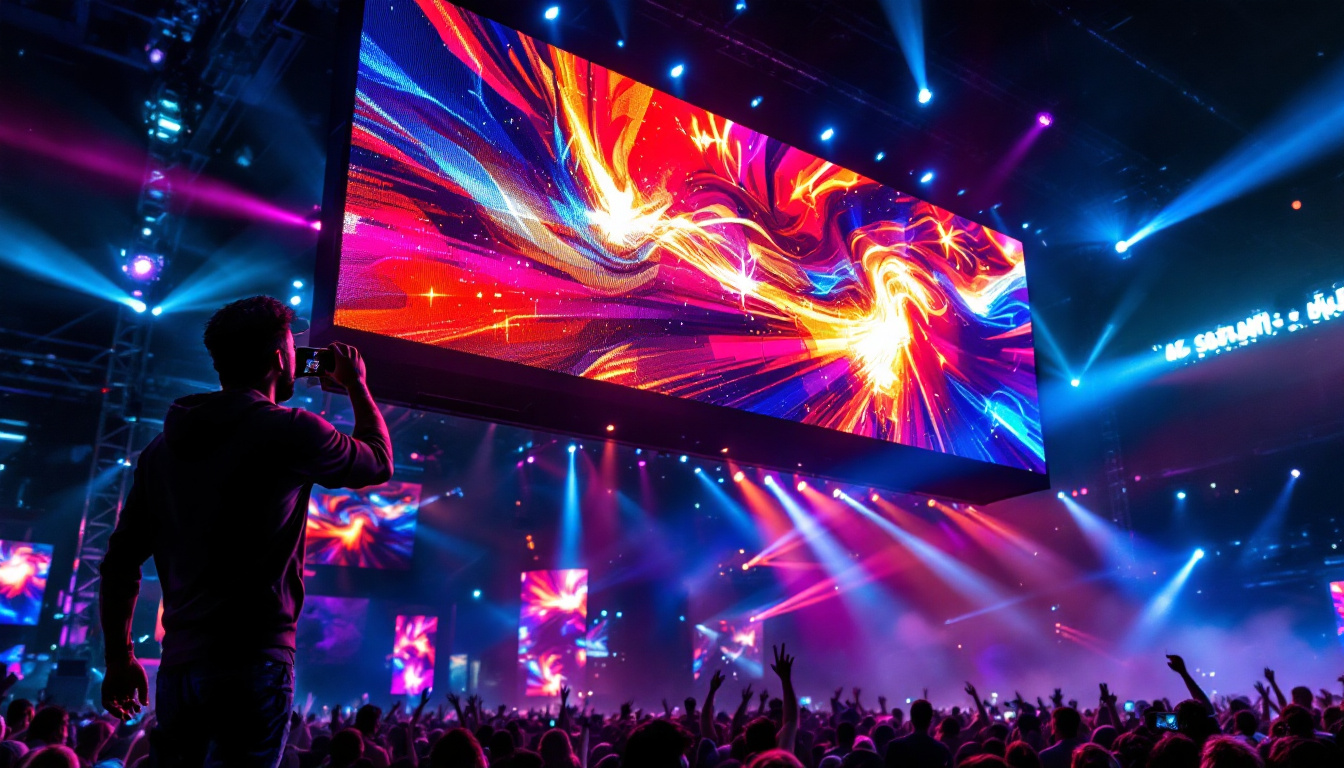 A photograph of a vibrant led display in action