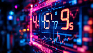 A photograph of a close-up of a digital led display showing a lattice energy calculation
