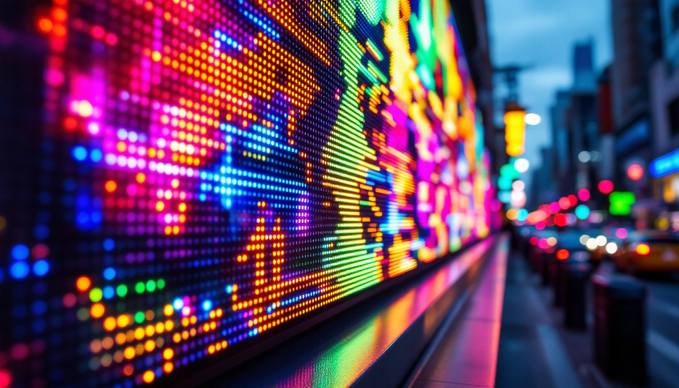 A photograph of a vibrant led display in action