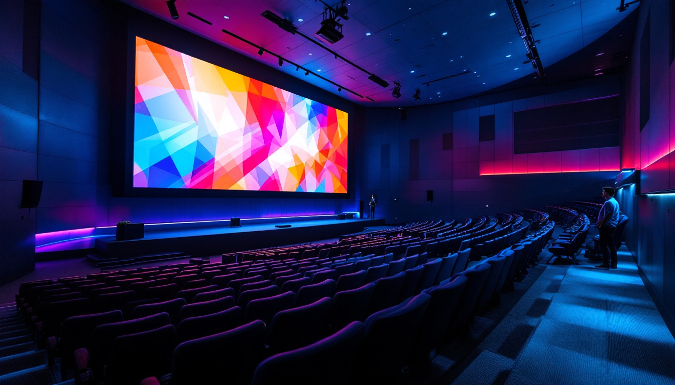 A photograph of the north underground lecture hall's led display in action