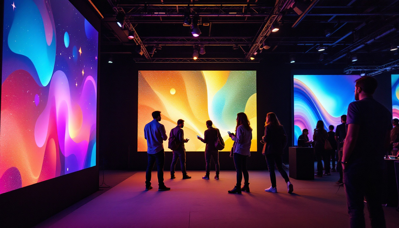 A photograph of capture a photograph of a vibrant led privacy screen set up at an event