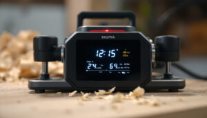 A photograph of capture a photograph of a portable planer machine in action