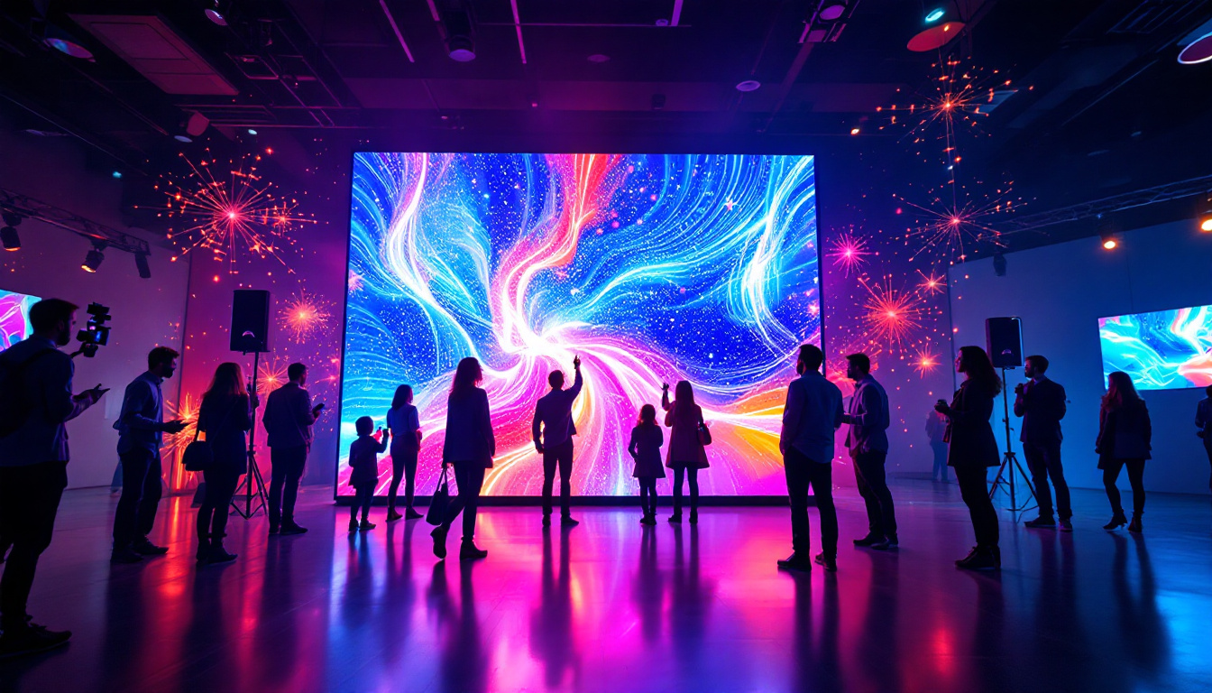 A photograph of a vibrant led display in action